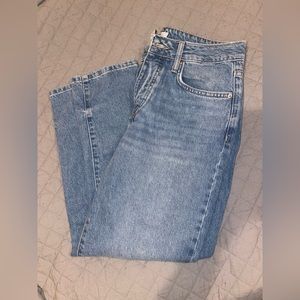 blue medium wash denim boyfriend jeans